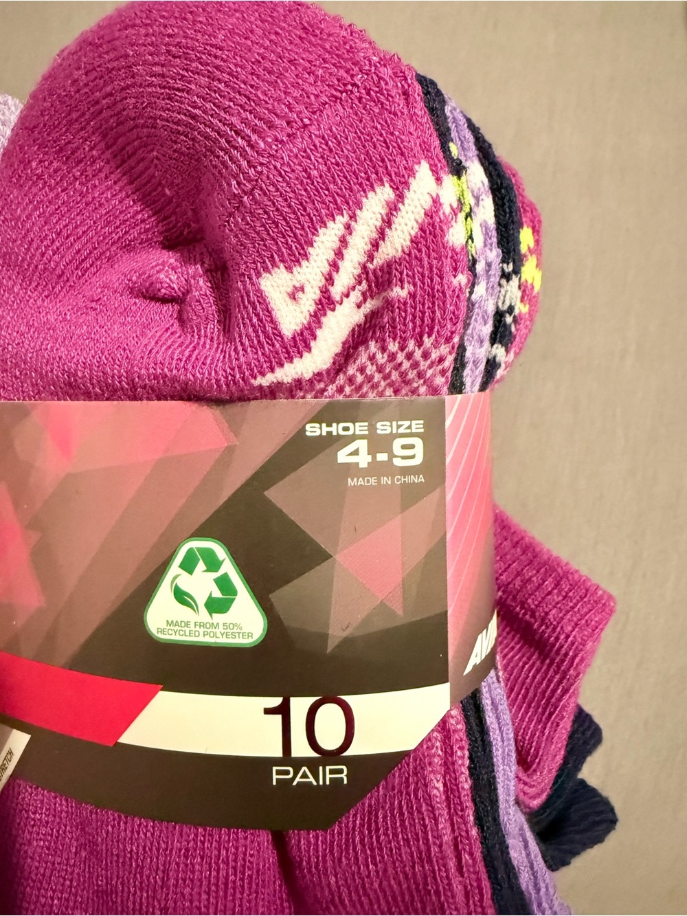 Avia Women's No-Show Socks - Magenta with Multicolor Accents (10 Pair)